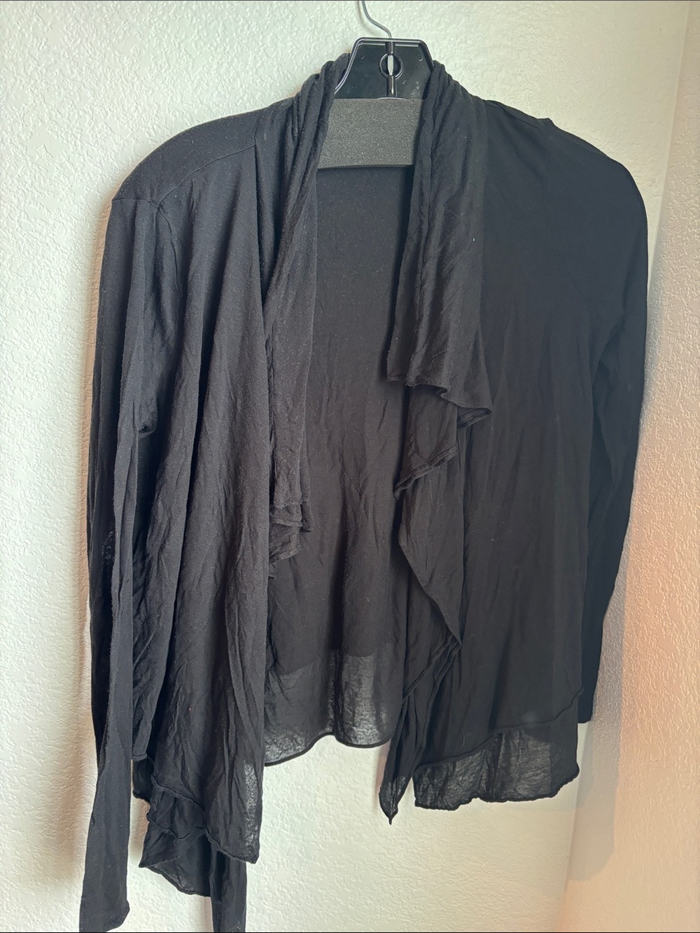 Elie Tahari Black Draped Open-Front Cardigan
